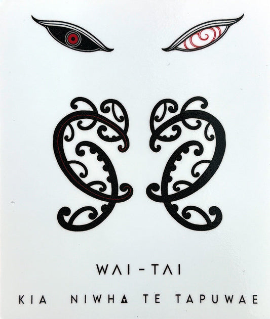 white tipua sticker displayed from front