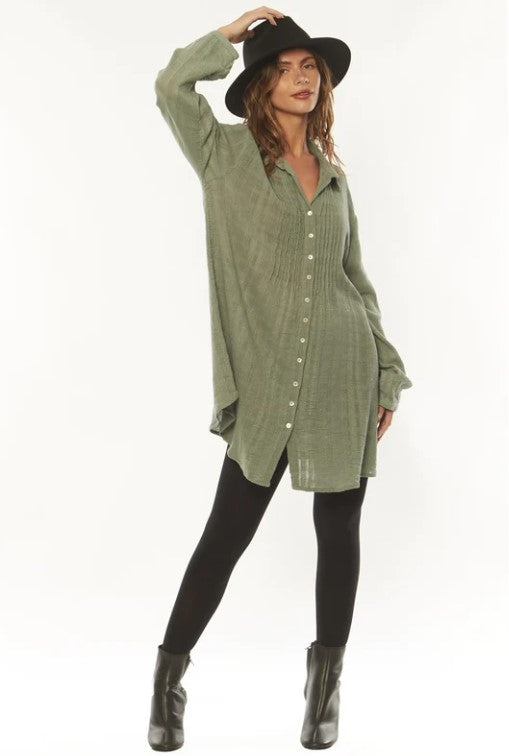 Amuse Bailee Women's Long Sleeve Woven Dress Sage