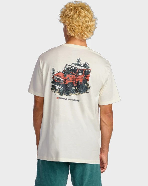 Billabong Adiv Abandon T-Shirt in off white on model from  rear