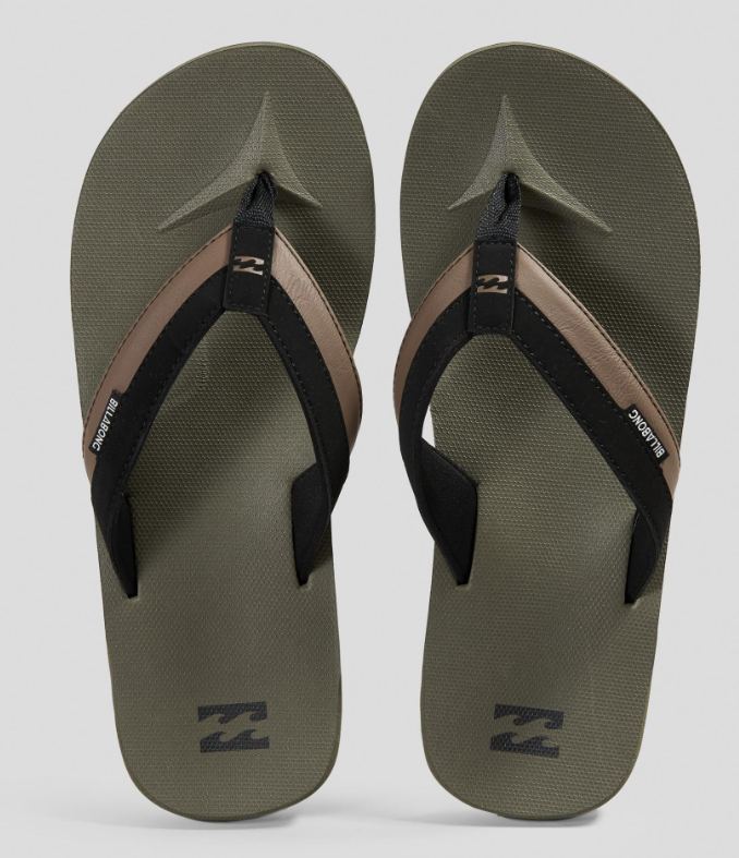 Billabong All Day Impact Jandals in military colourway showing pair from above