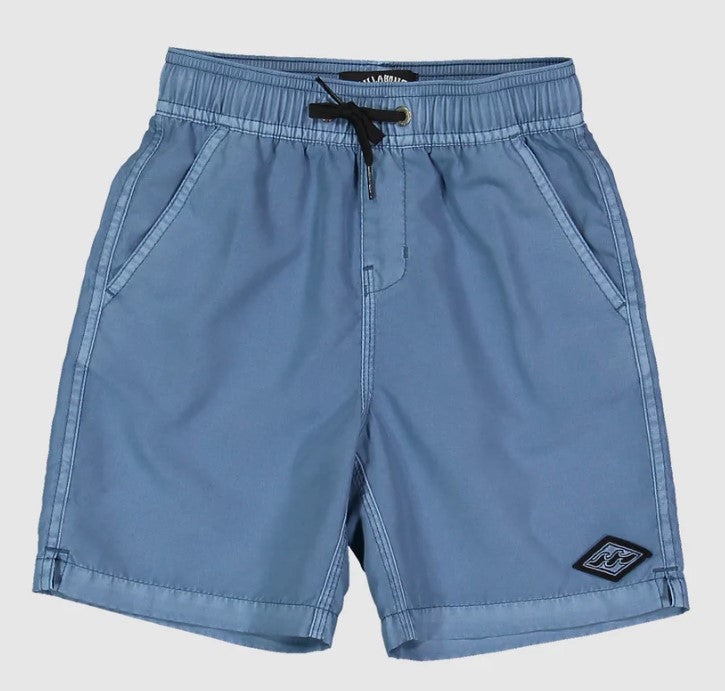 Billabong All Day Overdye Toddlers Layback Shorts in steel blue from front