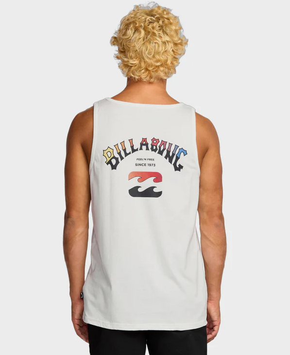 Billabong Arch Fade Tank in off white colour on man rear