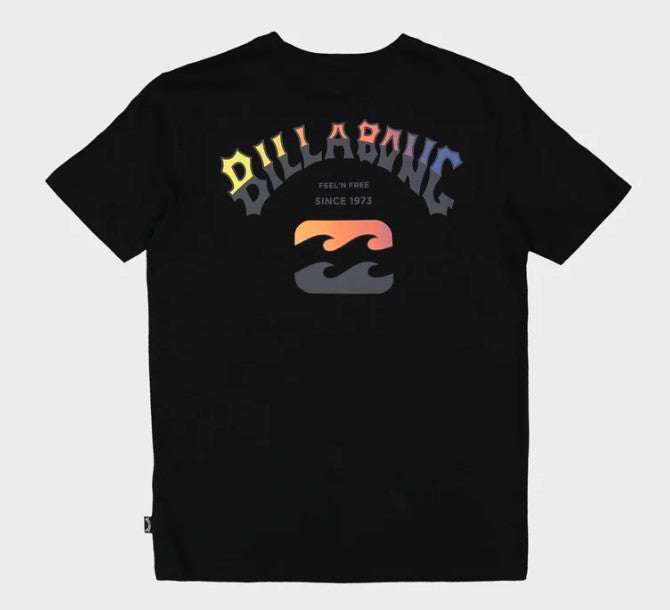 Billabong Groms Arch Fade T-Shirt in black from rear