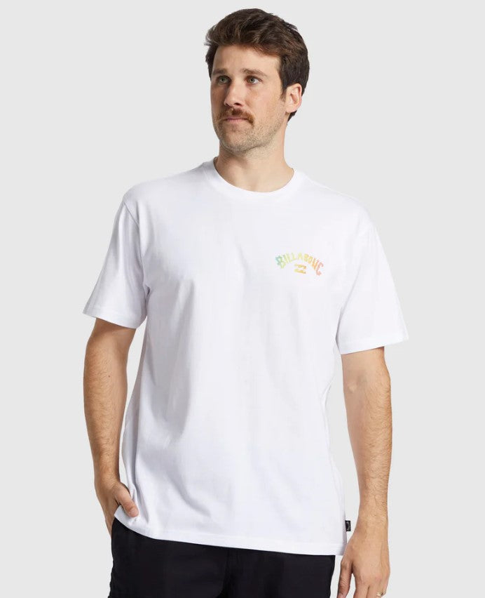 Billabong Arch Fill Tee in colour white front veiw on model