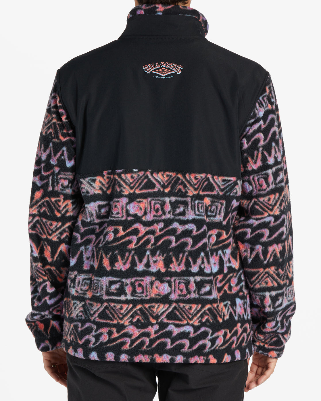 Billabong Boundary Re-Issue Crew Fleece in black and multi coloured from back