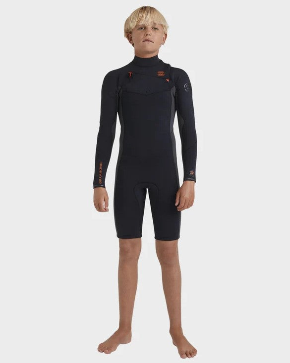 Billabong Boys Absolute Natural 2mm Long Sleeve Wetsuit  in black with graphite from front