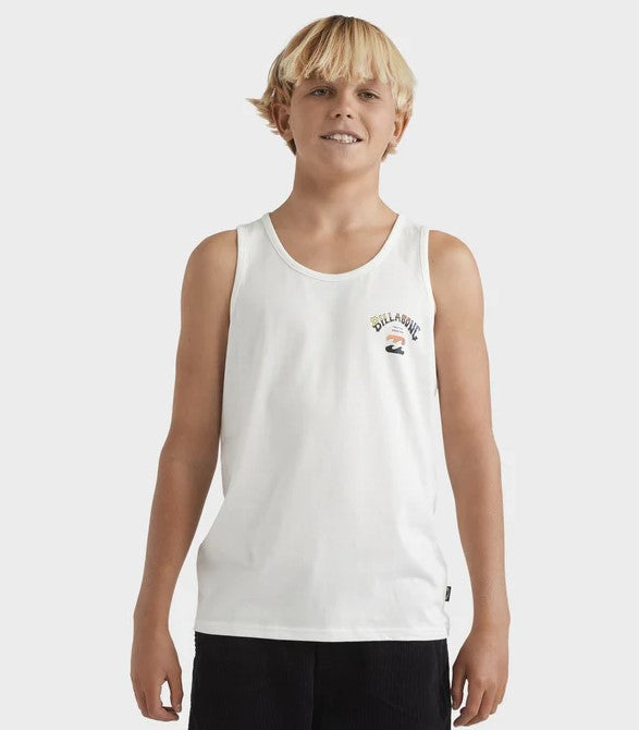 Billabong Boys Heritage Arch Tank  in off white from front