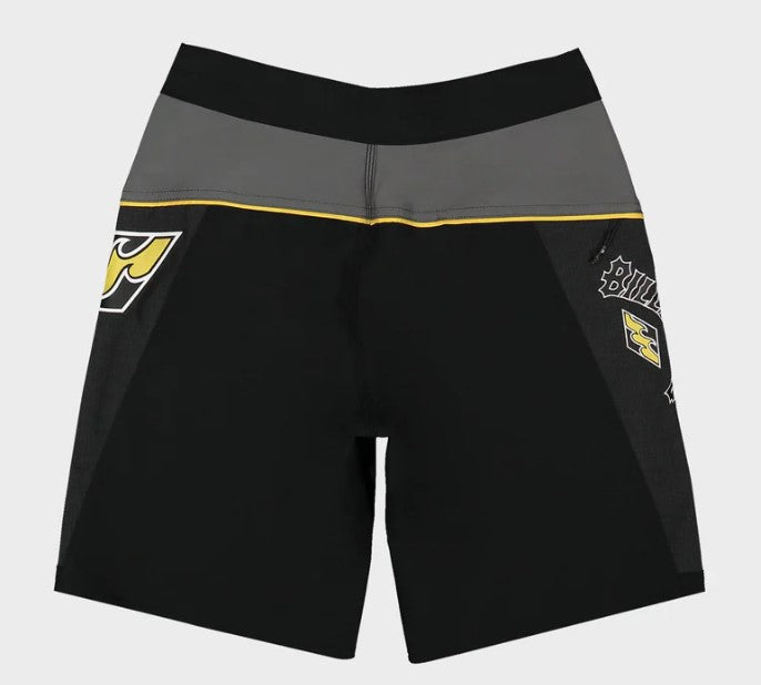 Billabong Boys Straddie Pro Tech Boardshorts in pewter and black from rear flatlay close up