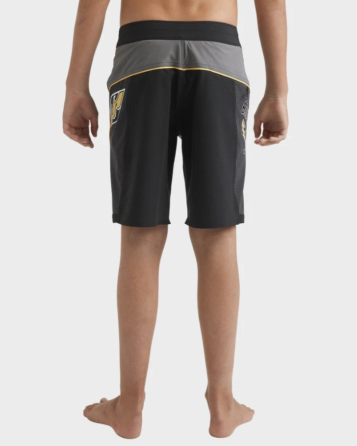 Billabong Boys Straddie Pro Tech Boardshorts in pewter and black from rear
