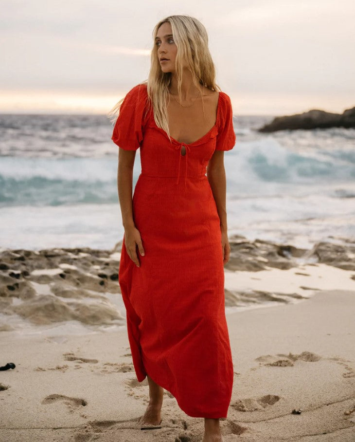 billabong red maxi dress Billabong | Flair Fare Maxi Dress for Women