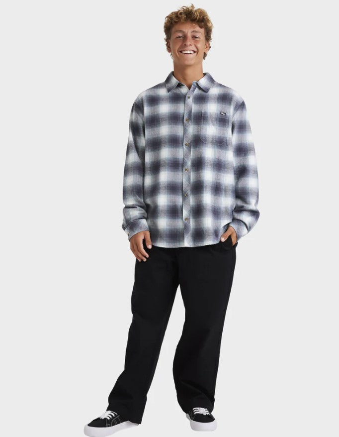 Billabong Mens Coastline Flannel in overcast blue plaid