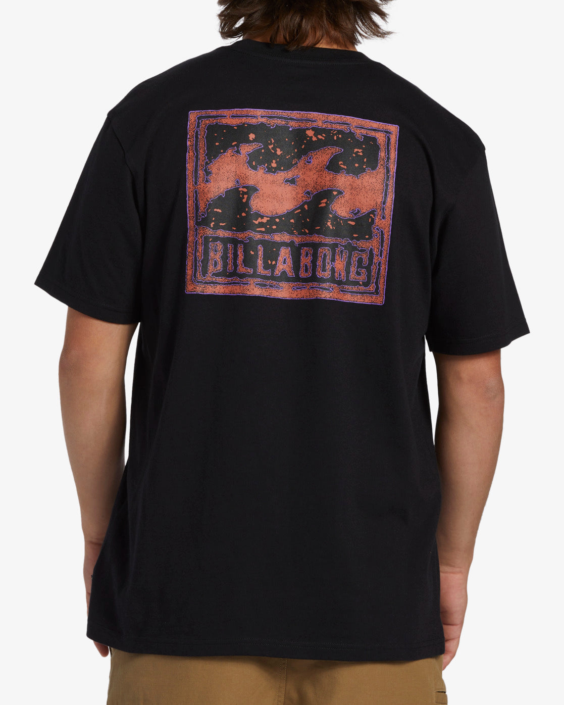 Billabong Crayon Wave Tee in black from rear