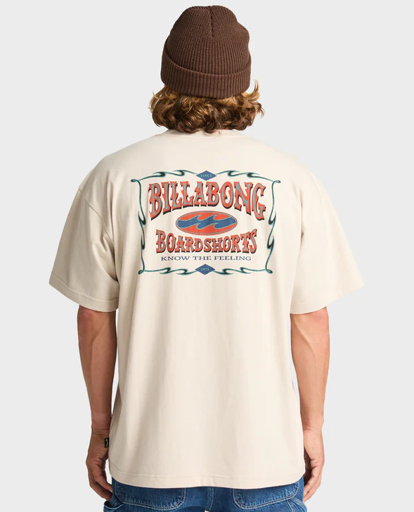 Billabong Double Spread OG Men's T-Shirt in chino colour on man rear