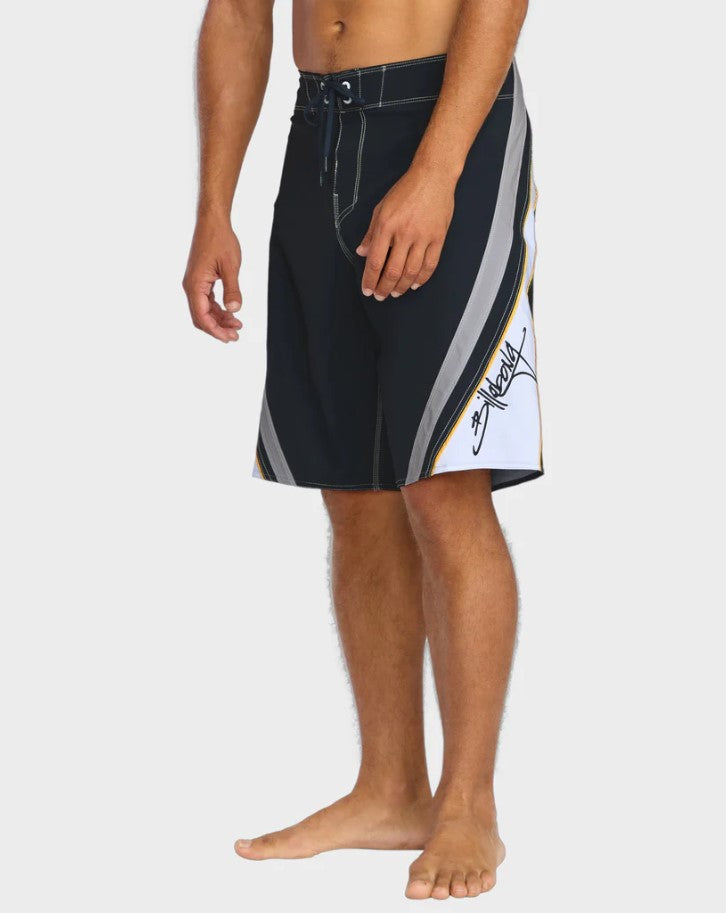 Billabong Fluid 2K Pro 21" Boardshorts in navy with white and gold trim from side