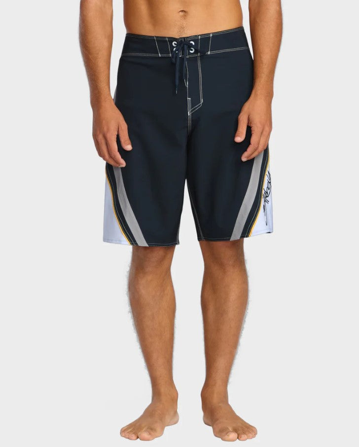 Billabong Fluid 2K Pro 21" Boardshorts in navy with white and gold trim from front