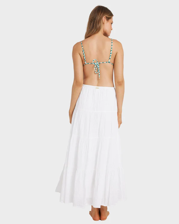 Billabong High Tides Maxi Skirt in white on model from rear