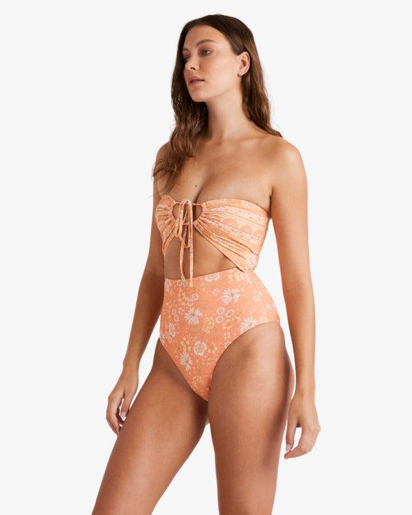 Billabong In Dream Space One Piece Swim Suit in sweet papaya colourway