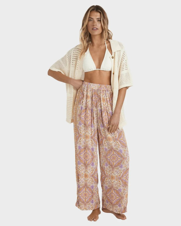Billabong Just For You Follow Me Pants in sunstone floral colourway on model from front
