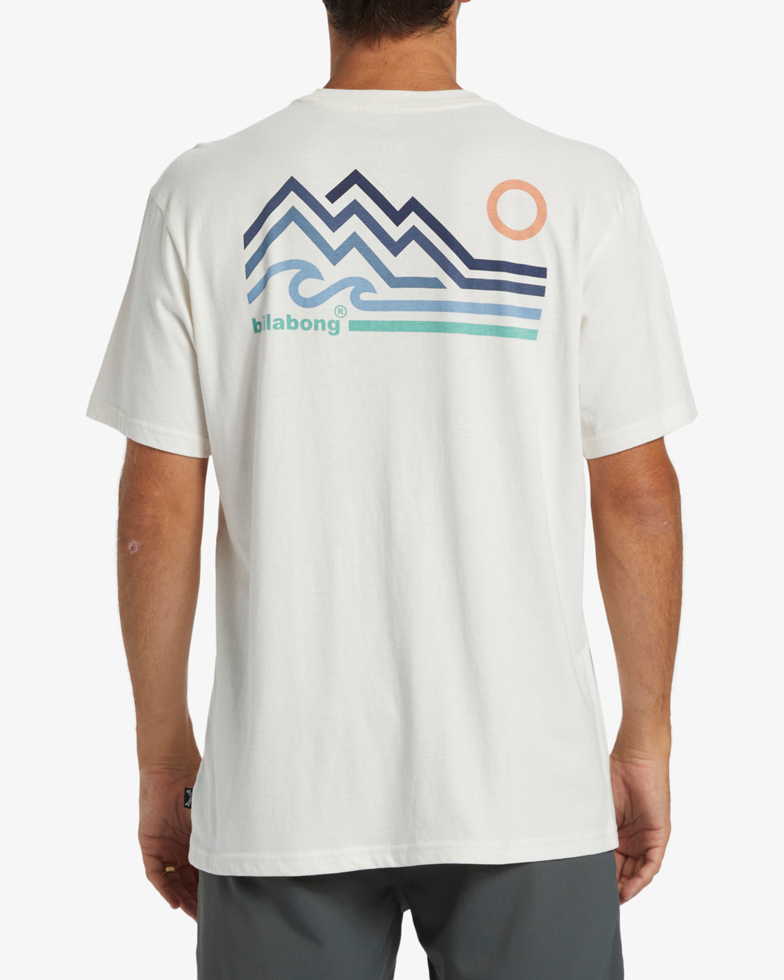 Billabong Range Tee Shirt in off white from rear