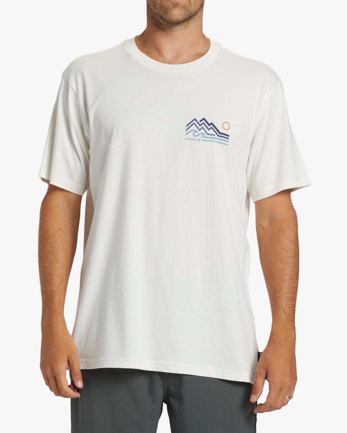 Billabong Range Tee Shirt in off white from front