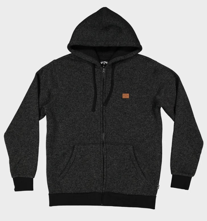 BIllabong Revolt Zip Thru Lined Hoodie in black heather