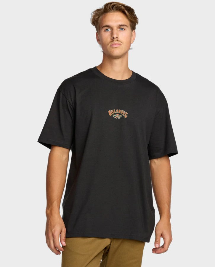 Billabong Rose Arch Regular Tee in washed black from front