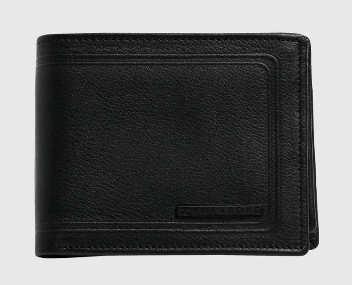 Billabong Scope 2 in 1 Leather Wallet in black from front