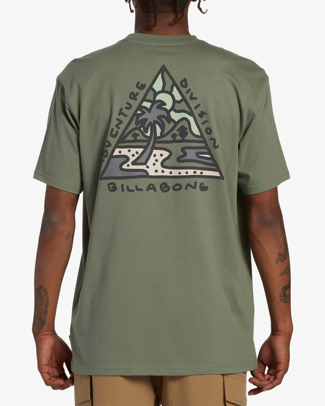 Billabong Shine Men's Tee in sage colour from back