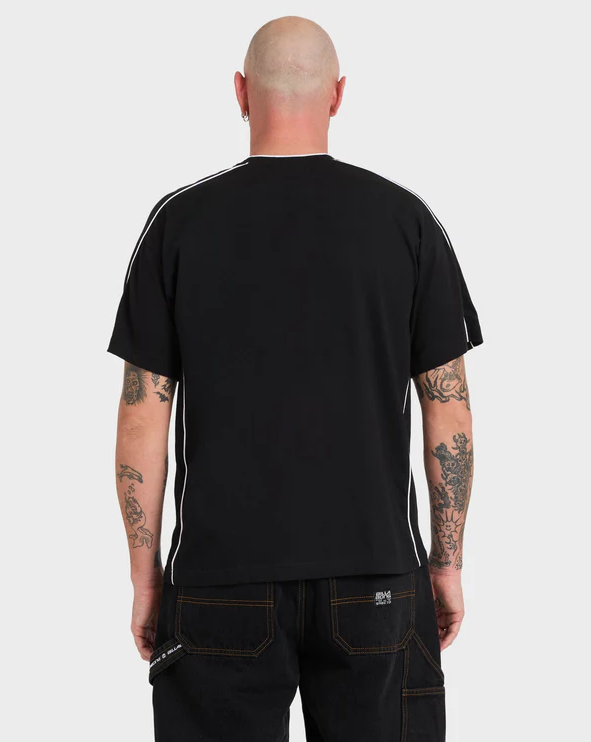 Billabong Spec 73 Piped Men's T-Shirt in black on model from rear