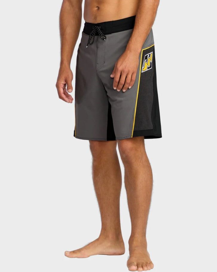Billabong Straddie Pro 20" Boardshorts in pewter and black from side view