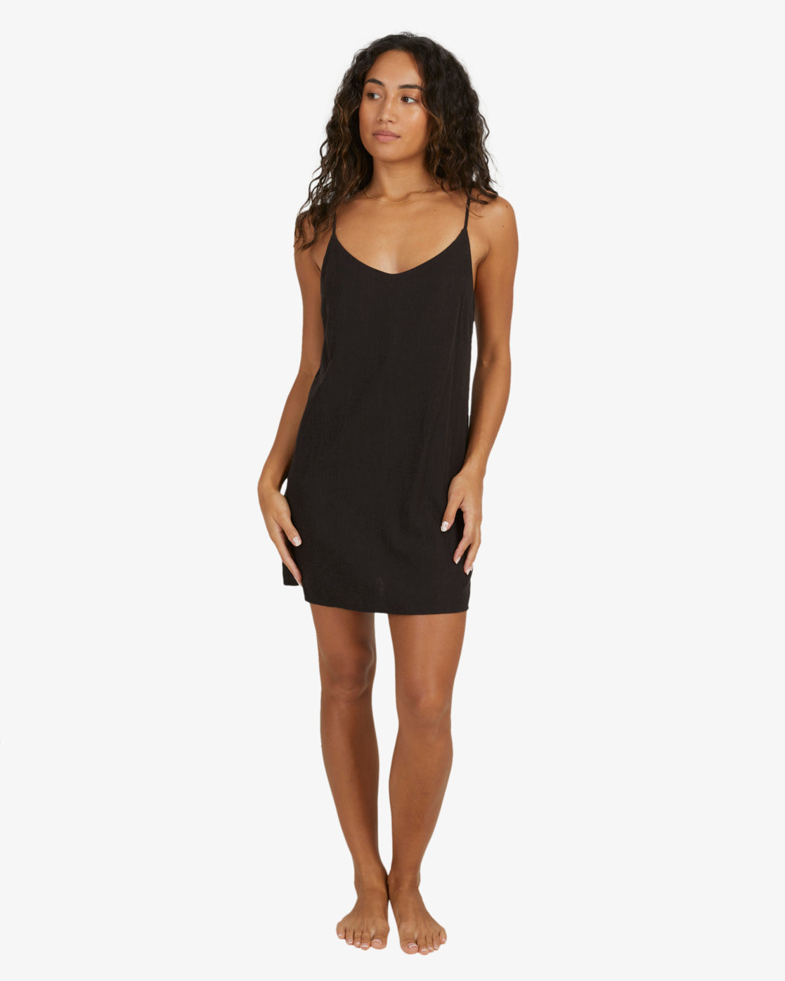 Billabong Summer Love Dress in black on model from front