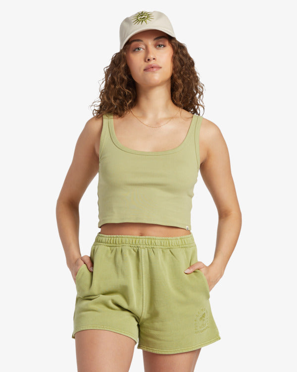 Billabong Sun Goddess Tank in light avocado from front