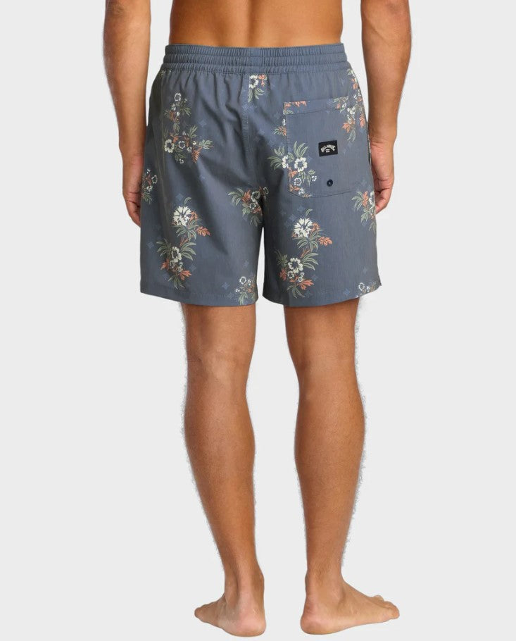 Billabong Sundays Layback 17" Boardshorts in steel blue from rear