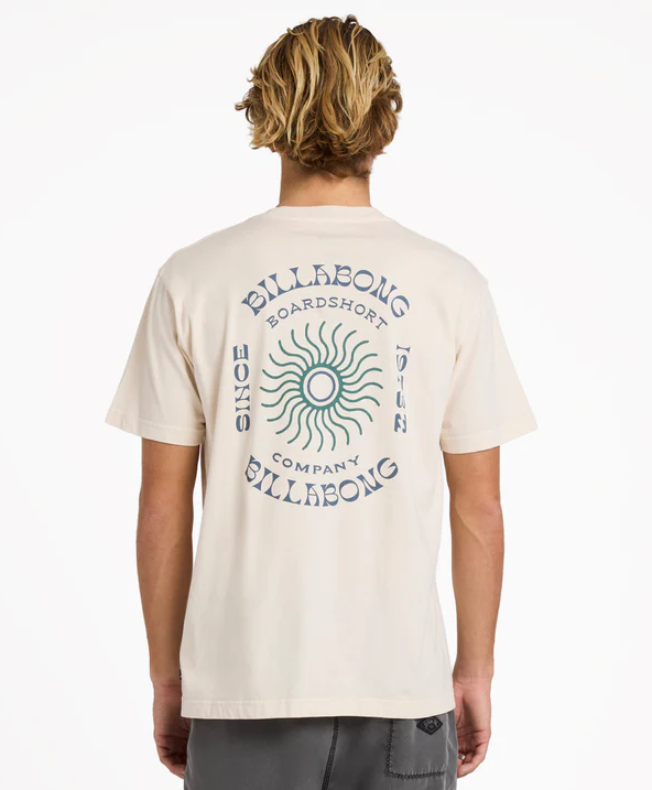 Billabong Sunrise Premium Wave Wash Men's Tee in off white from rear