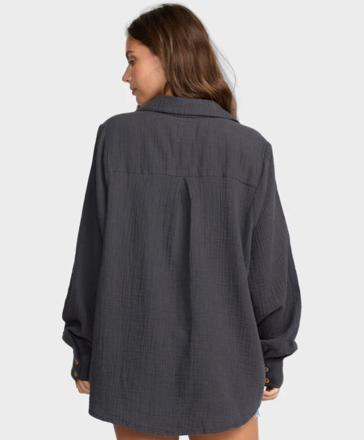 Billabong Swell Blouse in black sands colourway from rear