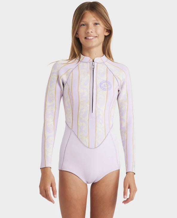Billabong Teen Salty Dayz 2mm Long sleeve Spring Kids Wetsuit in violet ice colourway from front
