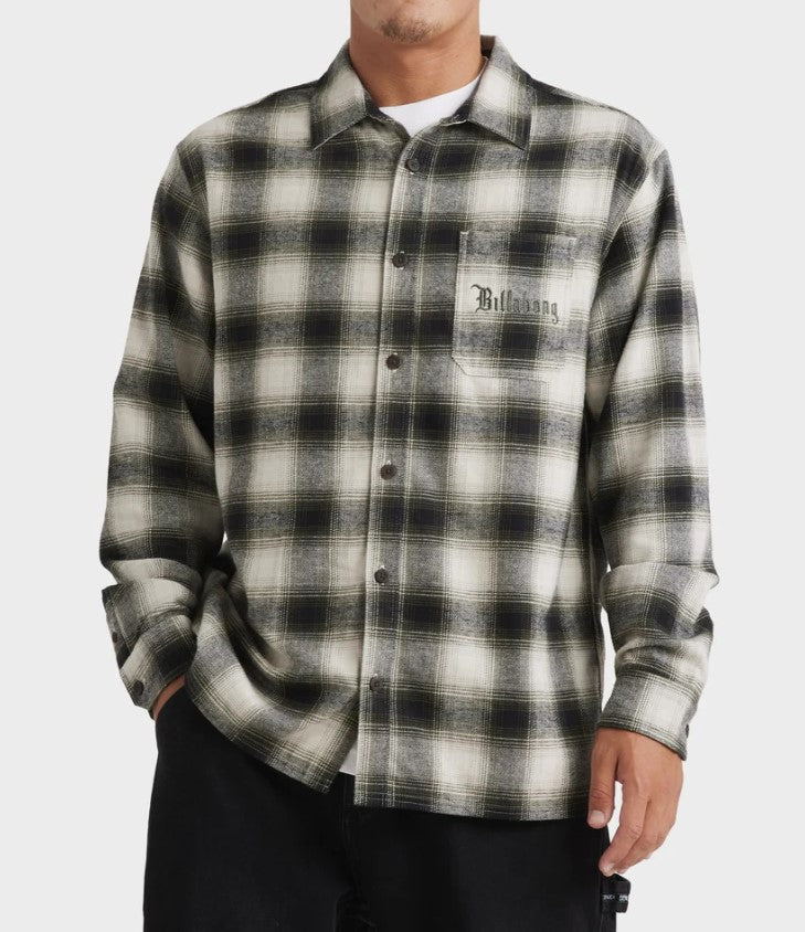 Billabong Warped Long Sleeve Flannel Shirt in alloy colourway