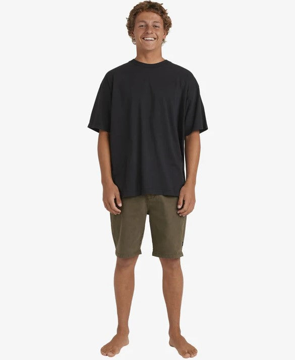 Billabong Wave Wash 18" Twill Walkshorts in military colourway from front