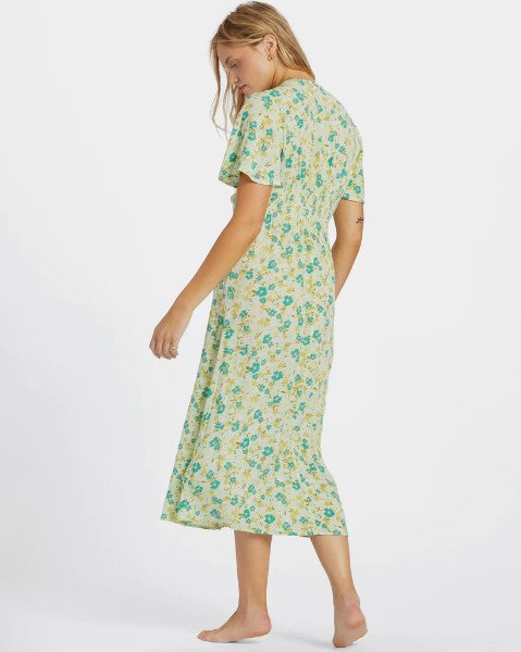 Billabong Your Girl Women's Dress in limelight colourway from back