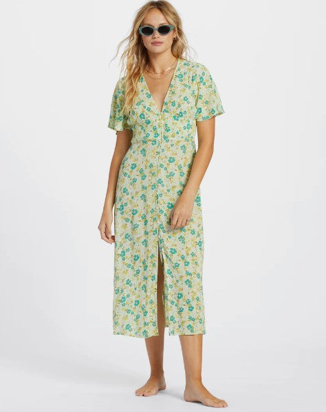Billabong Your Girl Women's Dress in limelight colourway from front