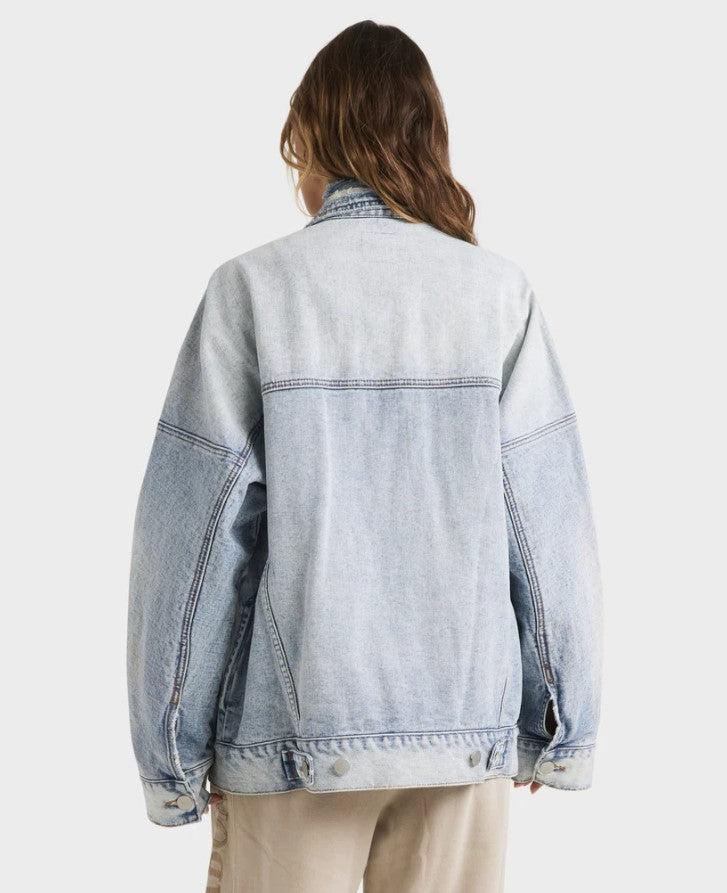 Billabong Ziggy Womens Denim Jacket in washed chambray from rear