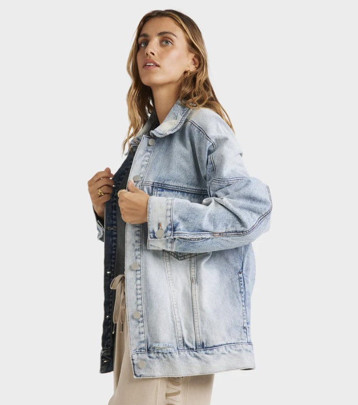 Billabong Ziggy Womens Denim Jacket in washed chambray from side