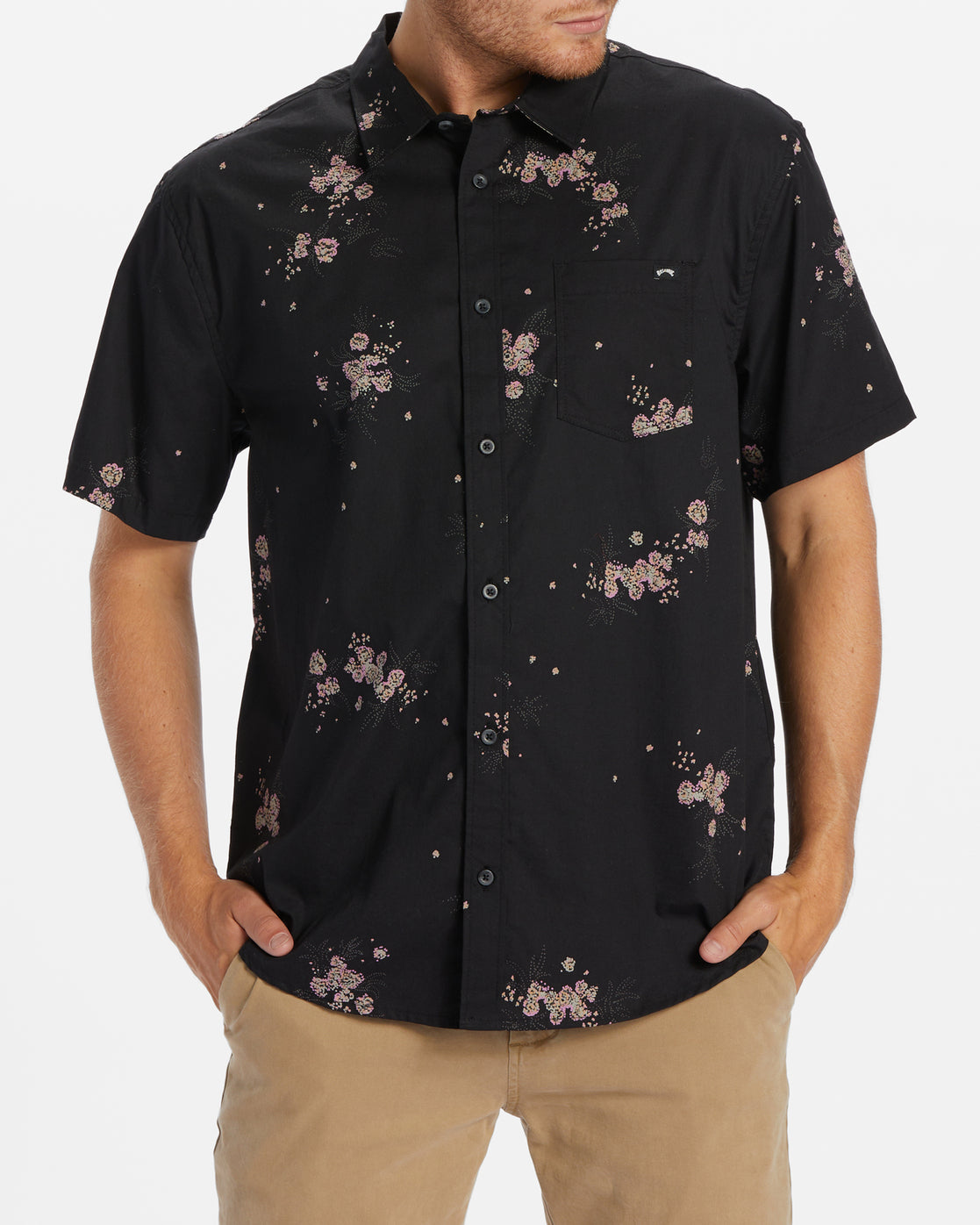 Billabong Sundays Mini Short Sleeve Shirt in black from front