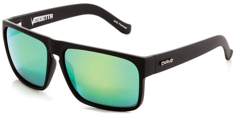 CARVE VENDETTA MATT/GREEN SUNGLASSes in black with revo green lenses