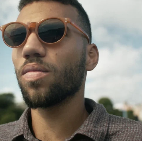 CHPO Brand Byron Sunglasses in mustard colourway on model