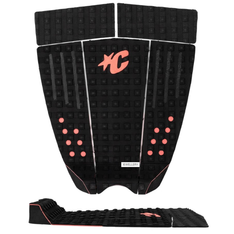 Creatures of Leisure Ethan Ewing Lite Pin Tail Surfboard Grip in black with red flouro detail