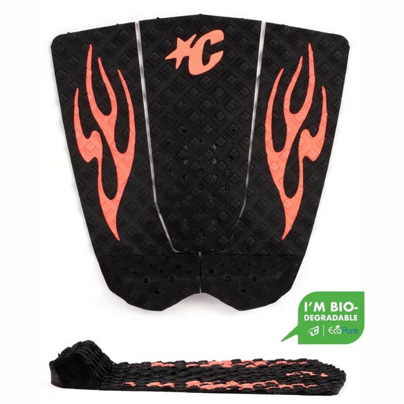 Creatures of Leisure Griffin Colapinto Lite Surfboard Grip in black with flouro red details