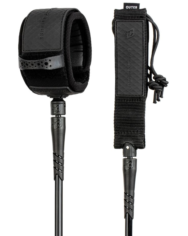 Creatures of Leisure Outer Reef 12" 9mm thick Surfboard Leash in black