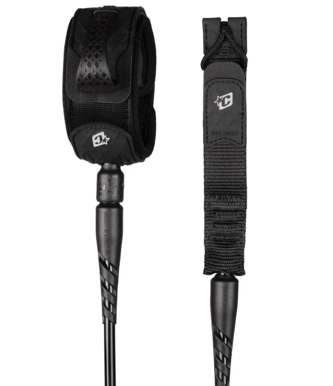 Creatures of Leisure 6' Standard Duty Surfboard Leash in black and silver colourway