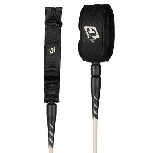Creatures of Leisure 8' Standard Duty Surfboard Leash in bone and black